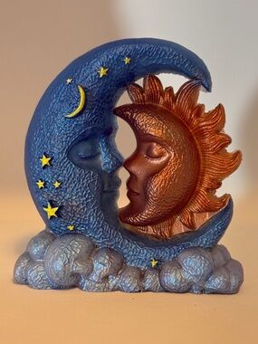 Unique Resin,Blue Moon & Copper Sun Resin Sculpture - Home Art Decor